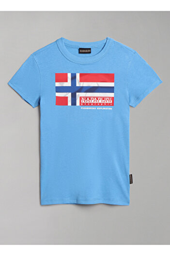 Napapijri Mavi Erkek Çocuk Bisiklet Yaka Kısa Kollu T-Shirt NP0A4H32B2C1 K S-ZAMORA