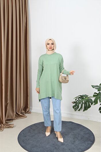 NİSUM MODA Ribbed Mercerized Tunic with Sleeves