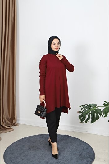 NİSUM MODA Ribbed Mercerized Tunic with Sleeves
