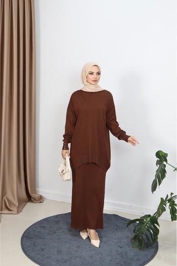 NİSUM MODA Button Detailed Mercerized Skirt Suit