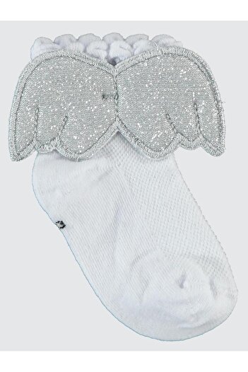 Civil Girls Angel Winged 3-11 Years Old Girl's Socks - White11-12 Years Old