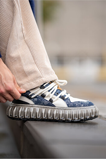 Guja Desenli Deri Yüksek Taban Erkek Sneaker