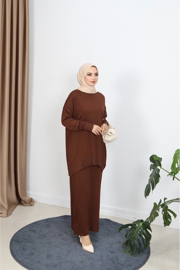 NİSUM MODA Button Detailed Mercerized Skirt Suit