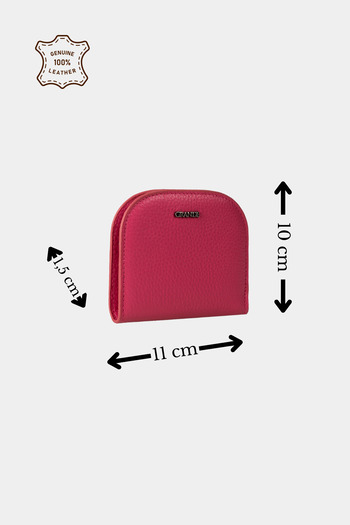 Grande Genuine Leather Flother - Minimal Oval Design Wallet Fuchsia