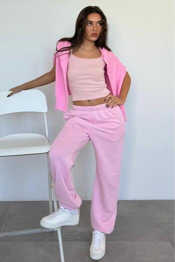 Madmext Pink Cuffed Pocket Women's Sweatpants Mg2540