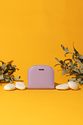 Grande 2817 Genuine Leather Oval Design Minimal Wallet Flother Lilac