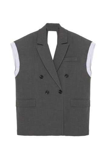 Quzu Garni Detailed Backless Vest Dark Gray