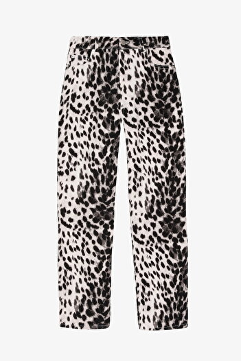 Quzu Leopard Pattern Trousers Black