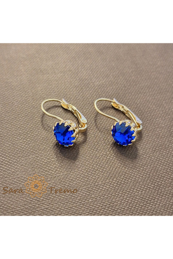 saratremo Indigo Royal Earrings – Indigo Crystals Plated with 18K Gold Brazil