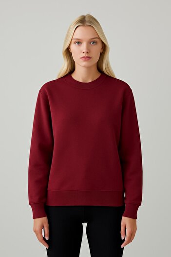 İLKCET MODA Basic Burgundy Unisex Oversize Premium Sweatshirt