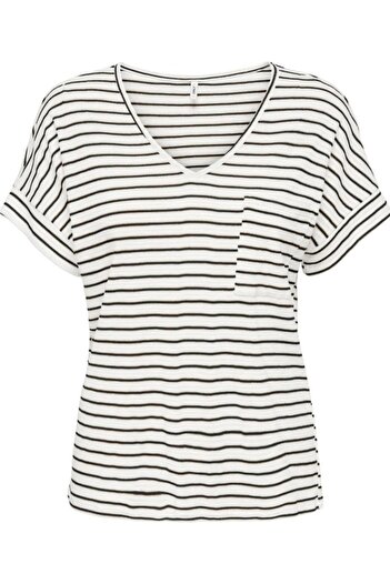 ONLY Onliben S/S Moster V-Neck Glitter Topjrs Women White Blouse - 15346597