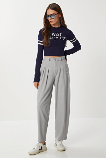 Lovelyİstanbul Pensli Polyviscon Balloon Pants Lgp0025 Gray