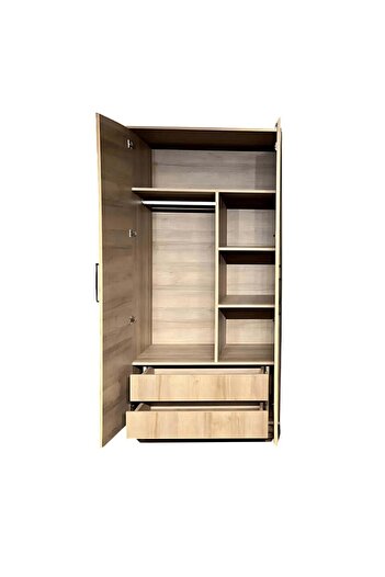 arionkids Mavi Dolap 2 Kapaklı-Çekmeceli | %100 MDF | REHAU Kaplama Kapaklı | Ağaç Ayaklı