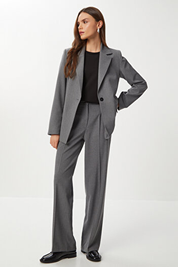 Lovelyİstanbul Stitched Straight Polyviscon Trousers Lgp0023 Anthracite