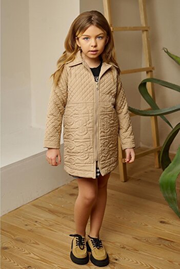 HC Kids Wear Kız Çocuk Trençkot Capitone