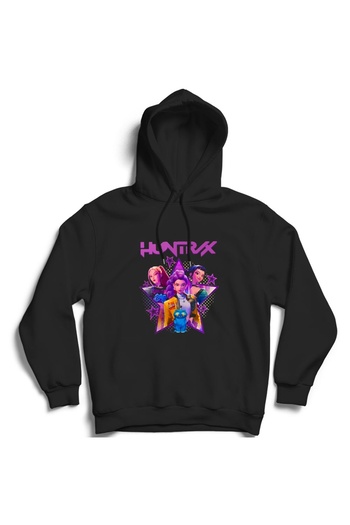The Fame Huntrix, K-Pop Demon Hunters, унисекс суитшърт с качулка и звезден принт, памучен суитшърт с качулка