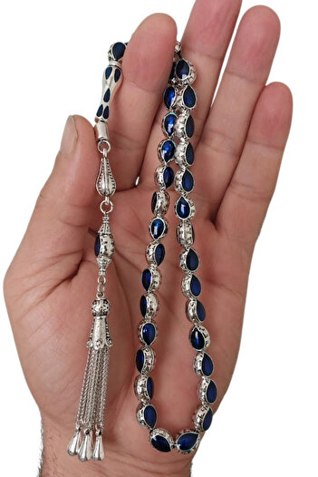 oftenadmire Silver Color Enamel Embroidered Prayer Beads, Quadruple Drop Model Metal Tassel Prayer Beads.