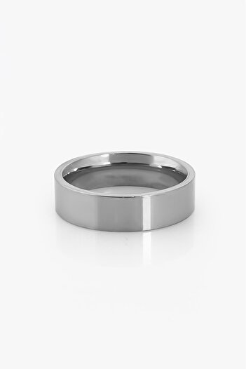 UKHWD SUPPLY 316L Steel Plain Flat Silver Men's Ring Ka1344Gm