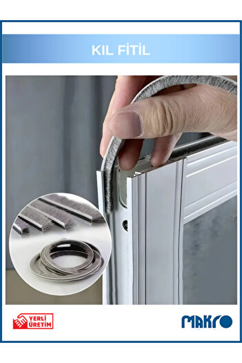 GLASSMAKRO Alüminyum Pvc Kapı Pencere Cam Balkon Kıl Fitili En 6,7mm - Kıl Uzunluğu: 10mm - 5 METRE