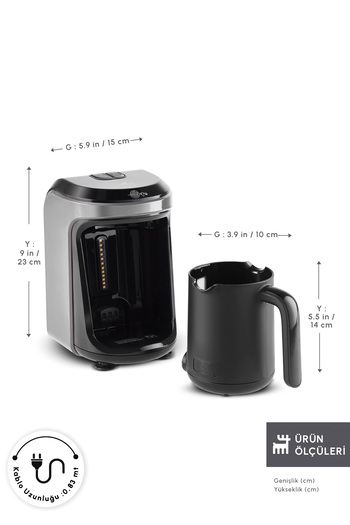 Karaca Hatır Hüps Aroma Turkish Coffee Machine 5 Cup Capacity Galaxy Gray