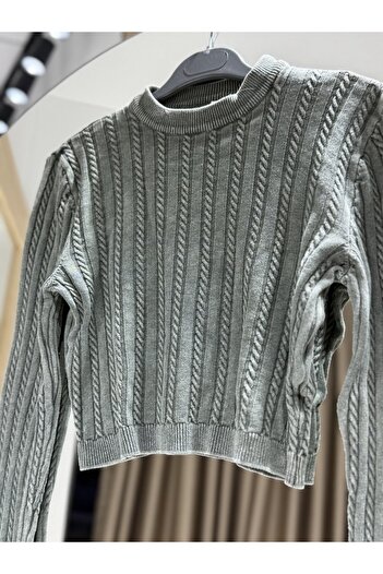 qstyle Brand Model Trendy Knitted Patterned Washable Seasonal Sweater for Daily Elegance