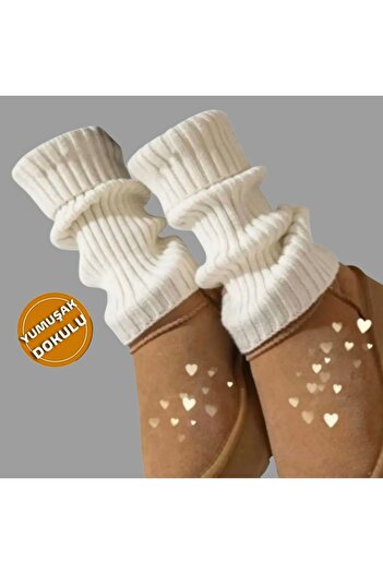 EMKA GİYİM %100 Akrilik Premium Triko Örgü Leg Warmer Ayak Isıtıcı Tozluk