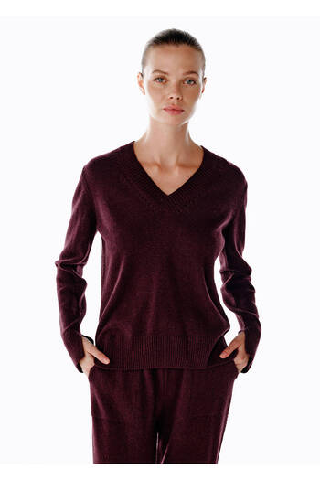 Knitss Plum V-Neck Cashmere Knitwear