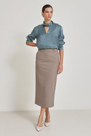 Setre Mink Full Mold Midi Length Pencil Skirt