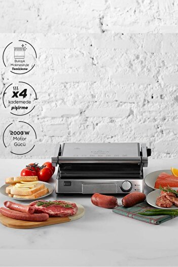 Karaca Orginal Biogranit Izgara Ve Tost Makinesi Inox 2000w Paslanmaz Çelik