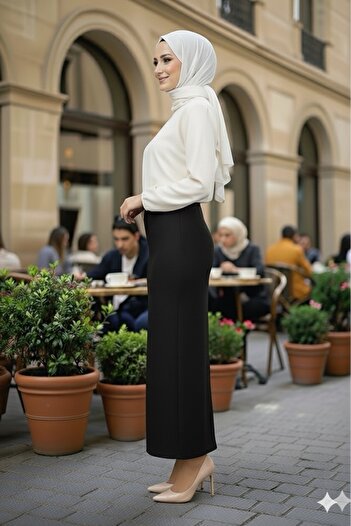 ECEYLÜL MODA Scuba Crepe Pencil Skirt (93-94cm Length)