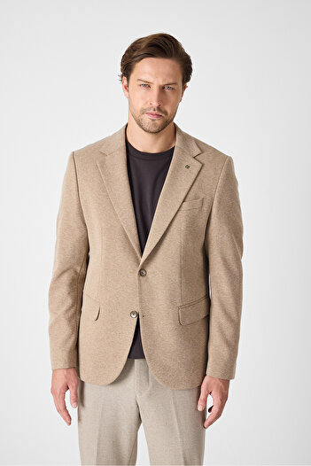Frappoli Jawa Men's Tan Cotton Blend Lycra Stretch Fabric Sports Blazer Jacket