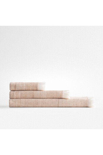 Ecocotton Hasna 3-Piece Towel Set 100% Organic Cotton Linen Melange Terra
