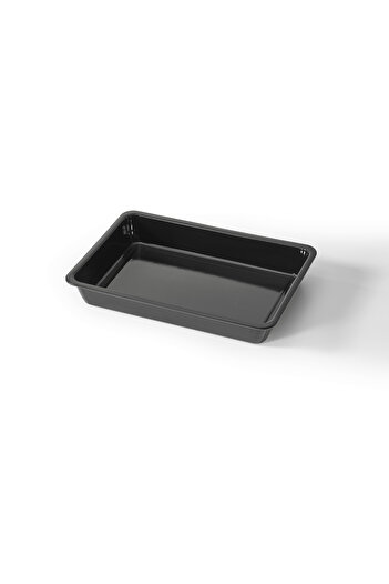 COOK-LAB 2 Adet (36 VE 26*37 CM) Siyah Parlak Emaye Yuvarlak Ve Kare Fırın Tepsi Seti
