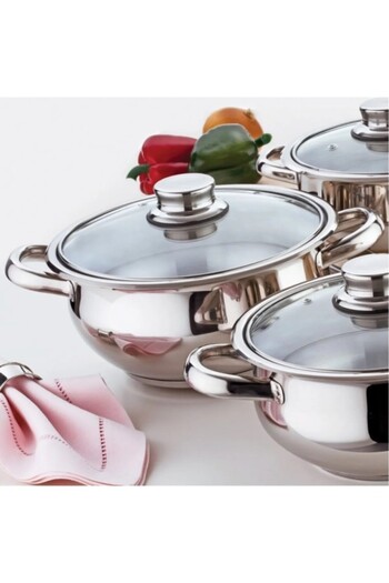 gülsan Coral 6 Piece Cookware Set Steel Lid