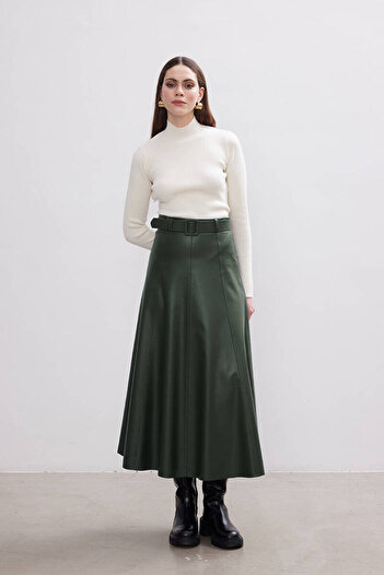 BE BLUE GREN LEATHER SKIRT