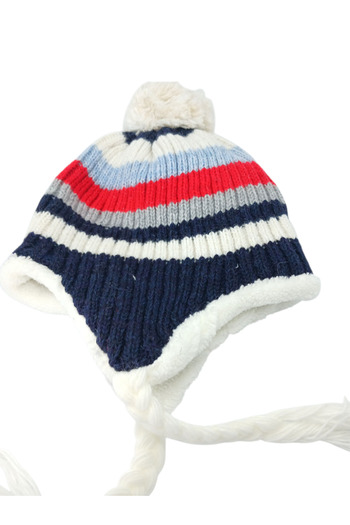 Mustran Children's Scarf, Beanie, Gloves Set of 3 Unisex Waiter Pom-Pom Furry Drawstring Knitwear Winter Gift