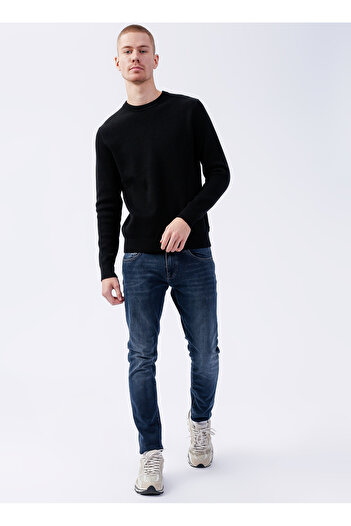 Only & Sons Crew Neck Regular Fit Plain Black Men's Sweater 22022855_Onsphil 12 Struc Crew Knit