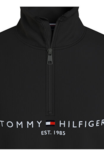Tommy Hilfiger Erkek Göğüste Ve Kolda Kolda Marka Logolu Yarım Fermuarlı Organik Pamuklu Dik Yakalı