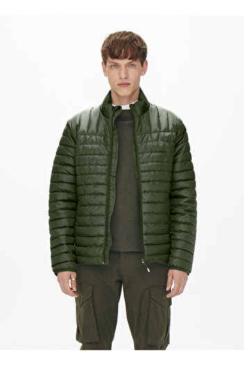 Only & Sons Koyu Gri Erkek Mont 22022612_ONSPIET QUILTED HIGHNECK