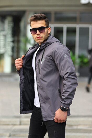 comstar Men's Lined Water Resistant Hooded Raincoat with Pockets