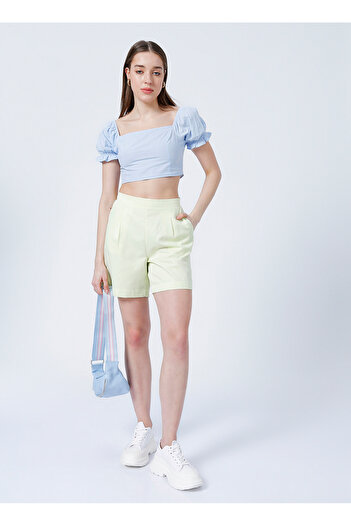 Aeropostale Kalp Yaka Crop Mavi Kadın Bluz - K-Ramos