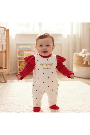 ALTINTAŞ BABY Lovers Silvery Embroidered Velvet Jumpsuit