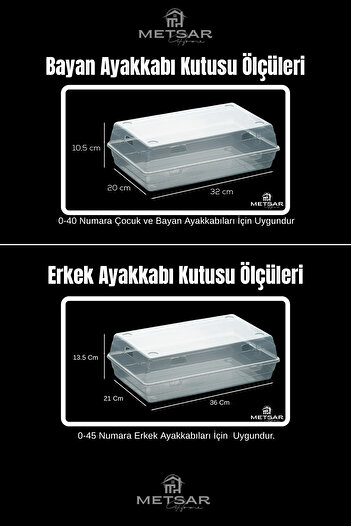 Metsar Home 20’li Set Şeffaf Ayakkabı Kutusu Erkek& Bayan– Ayakkabı Saklama Kutusu Düzenleyici Organizer