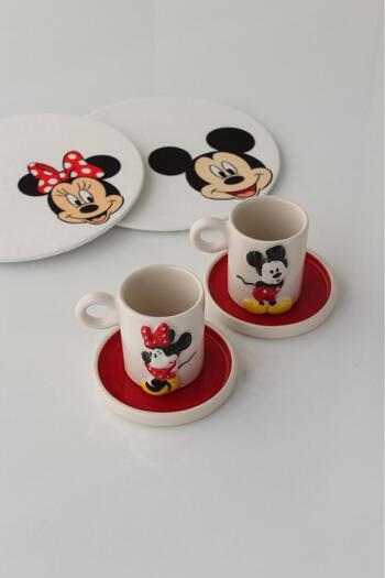 seda seramik Handmade Design Mickey&Minnie 2 Personality 4 Piece Coffee Cup Set 110 ml
