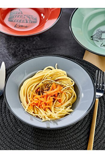 EMBazaar 4-Piece Colorful City Patterned Mini 20 cm Salad Plate/Pasta Plate/Deep Plate/