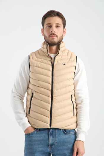 Shooter Sportswear Men's Inflatable Vest Standard Fit Zippered Beige