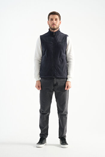 Shooter Sportswear Men's Fleece Vest Regular Fit with Zippered Pockets Navy Blue
