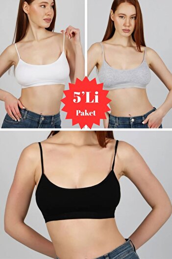 Bluezoni Women's Colorful 5-Piece String Strap Sports Bra with Removable Pads Half Tank Top