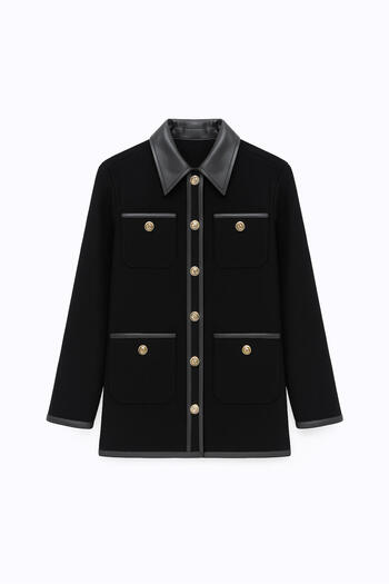 Touché Privé Leather Detailed Gold Buttoned Coat