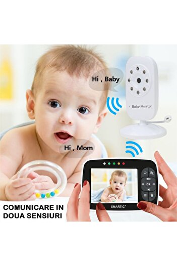 SMARTIC Baby Monitor audio-video for babies, range 300 m, automatic night monitoring